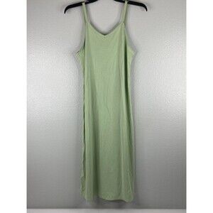 Double Zero Women Medium Green Casual Minimalist Sundress Long Summer Flow